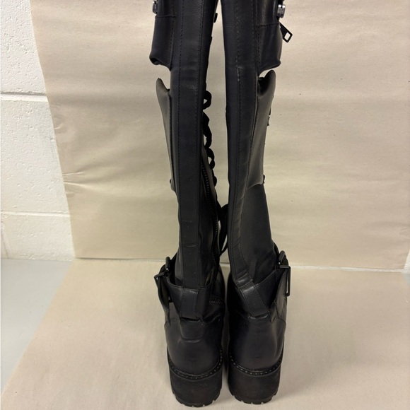 Dolls Kill Black Combat Lace-Up Knee-High Boots - Picture 3 of 8